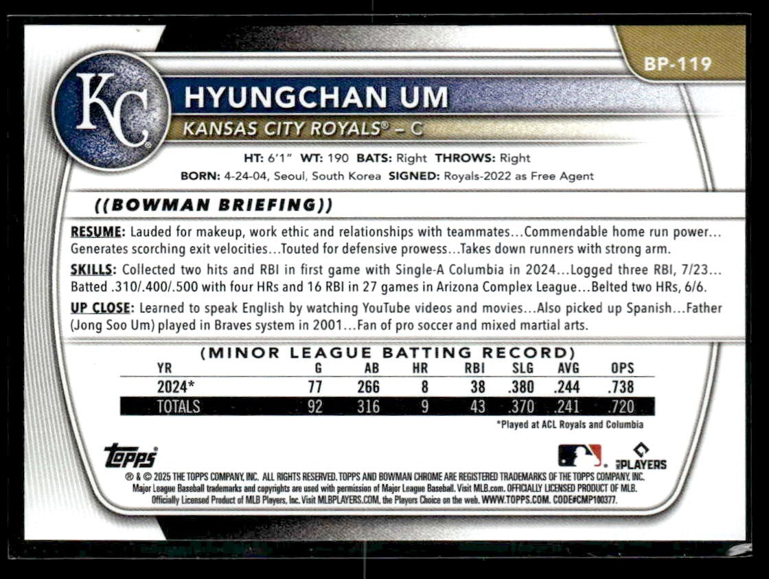 2025 Bowman #BP-119 Hyungchan Um Prospects