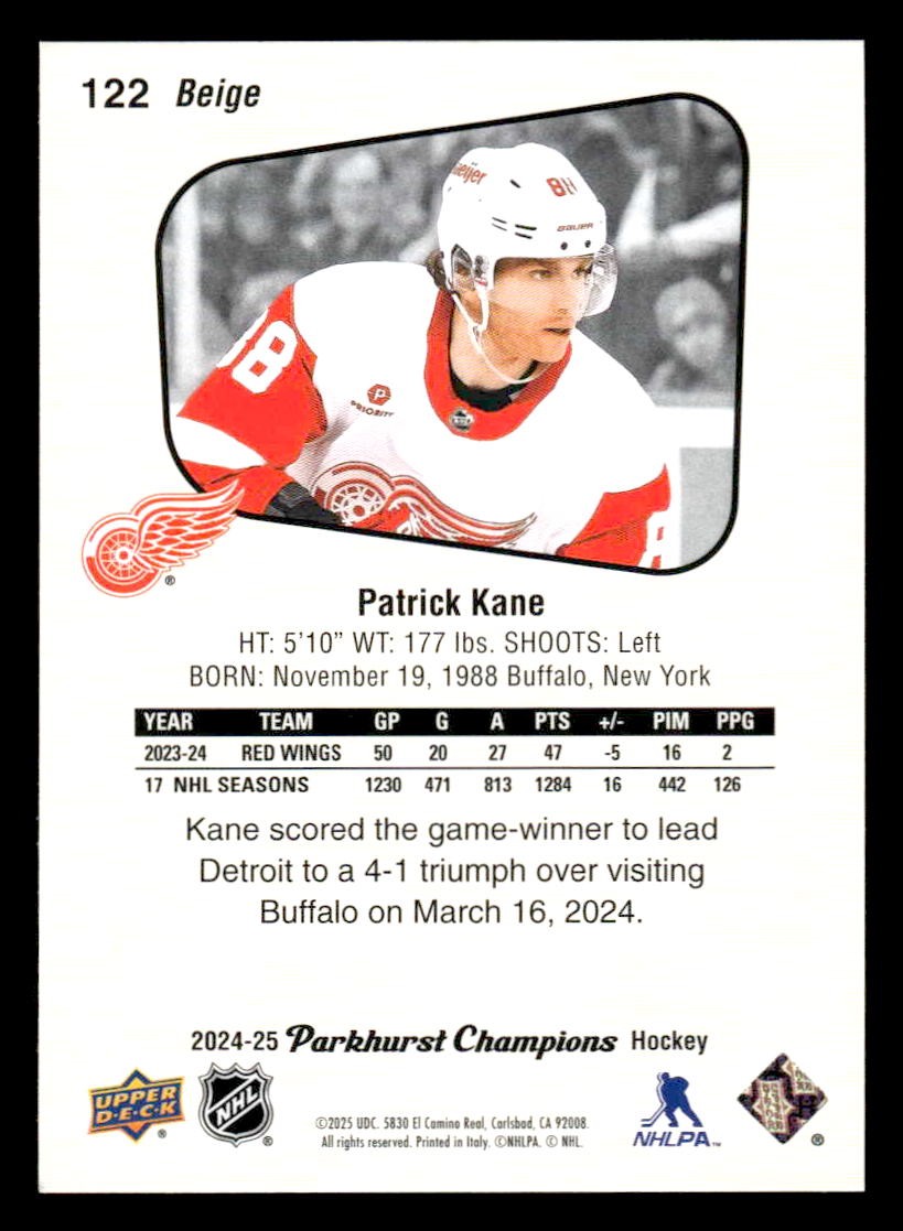2024-25 Parkhurst Champions #122 Patrick Kane