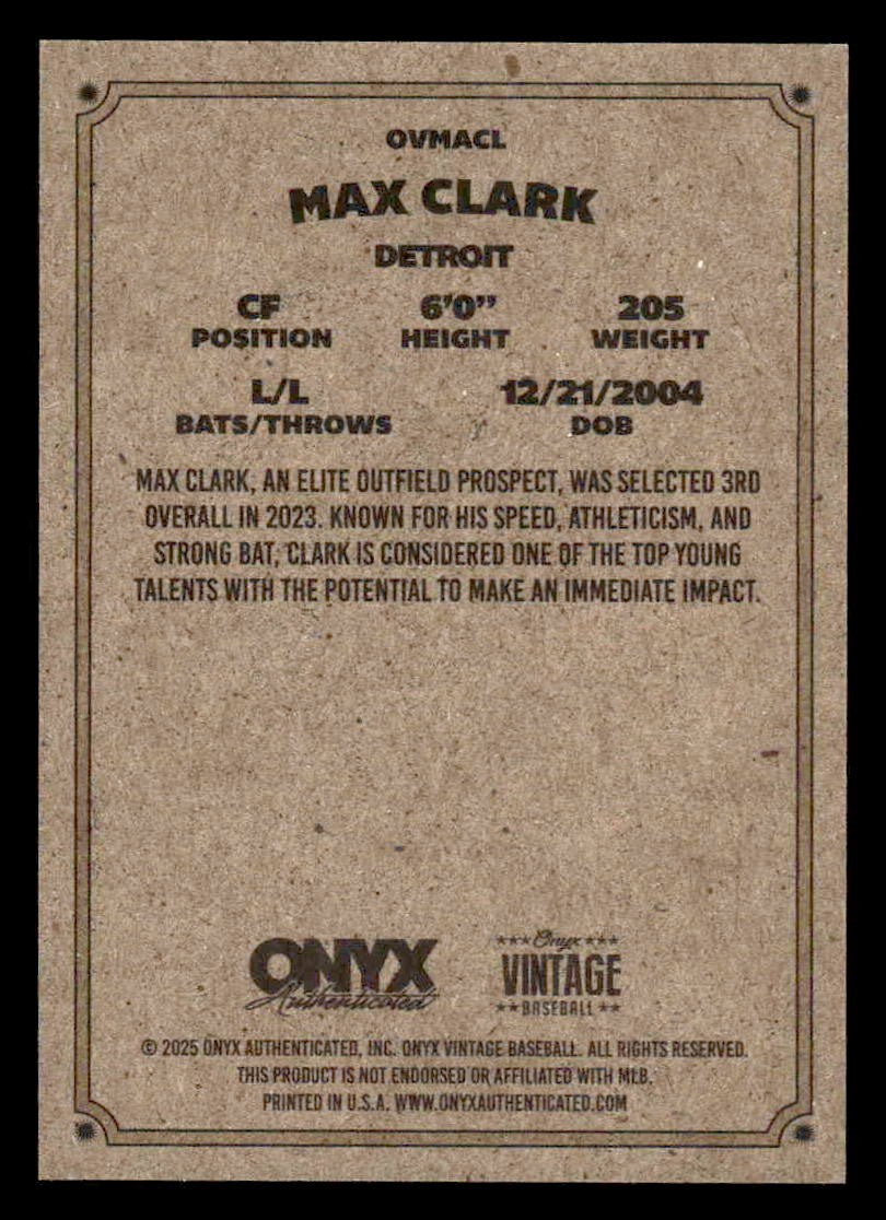 2025 Onyx Vintage #OVMACL Max Clark
