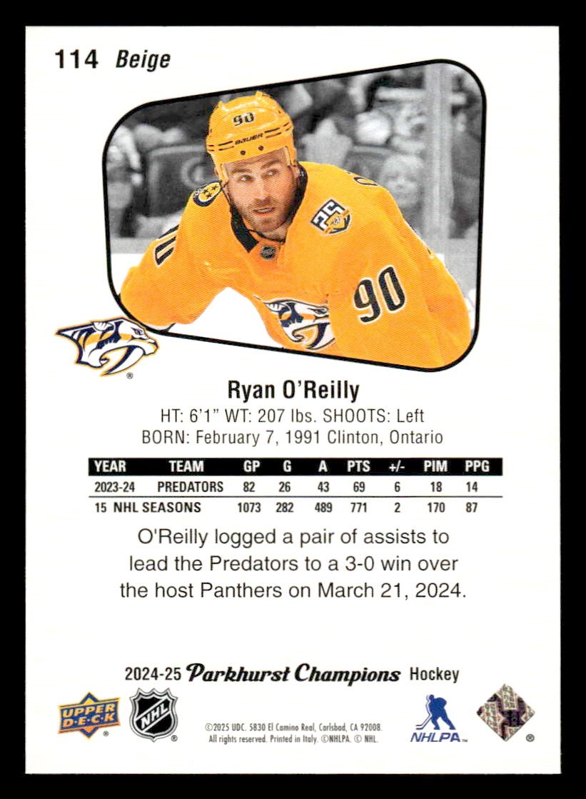 2024-25 Parkhurst Champions #114 Ryan O'Reilly