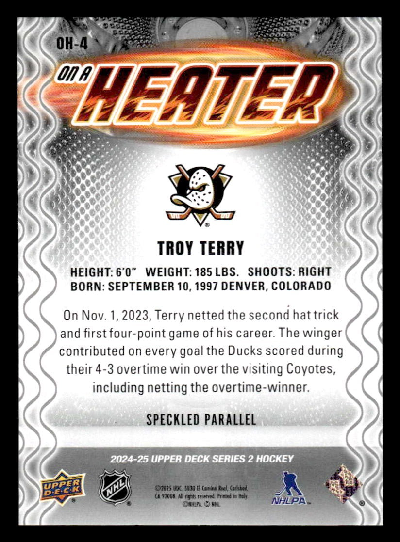 2024-25 Upper Deck #OH-4 Troy Terry On a Heater Speckle