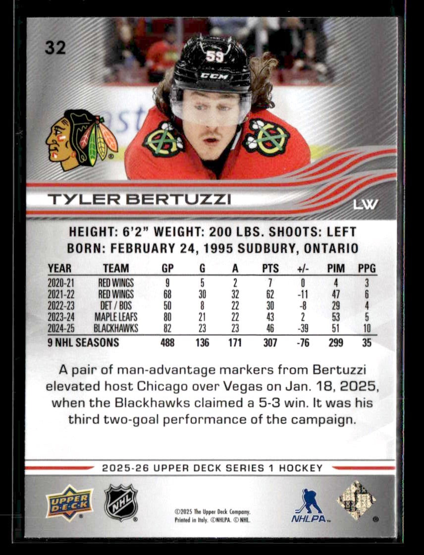 2025-26 Upper Deck #32 Tyler Bertuzzi