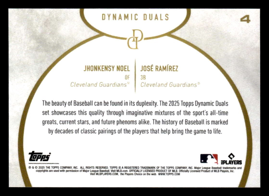 2025 Topps Dynamic Duals #4 Jhonkensy Noel / José Ramírez