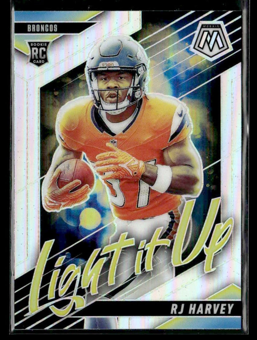 2025 Panini Mosaic #18 RJ Harvey Light It Up Mosaic Silver