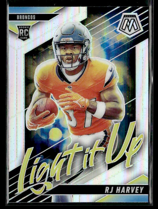 2025 Panini Mosaic #18 RJ Harvey Light It Up Mosaic Silver