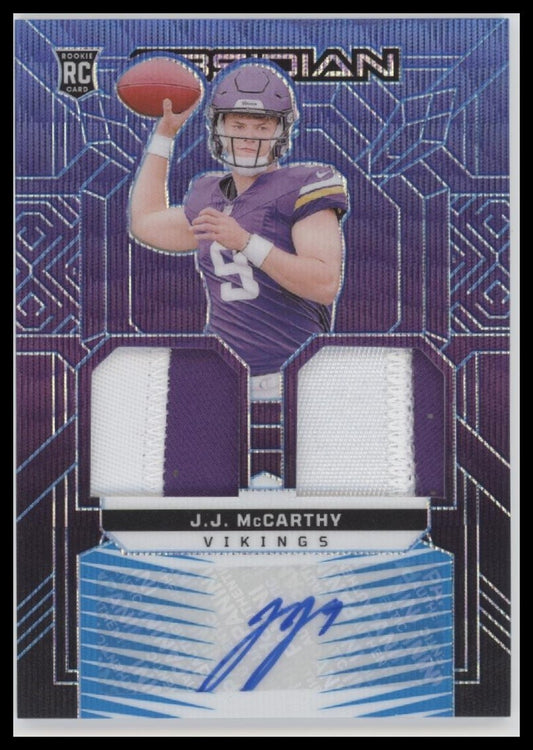 2024 Panini Obsidian - Rookie Materials Ink J.J. McCarthy #RMI-JJM Deep Sea Mojo