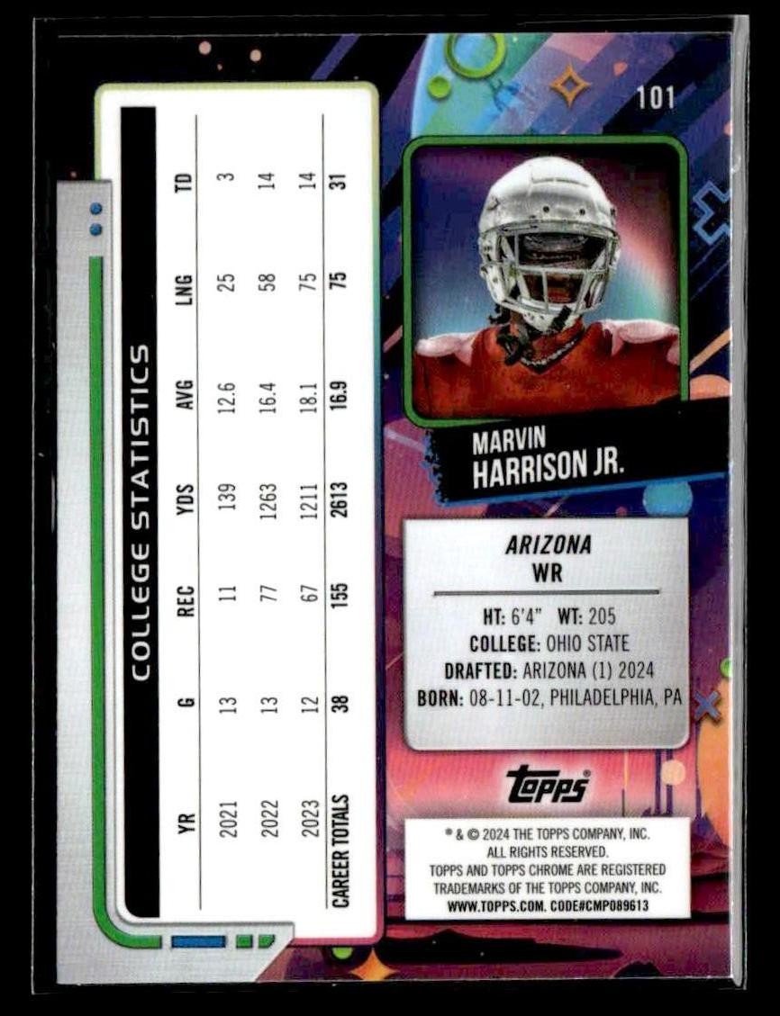 2024 Topps Chrome Cosmic #101 Marvin Harrison Jr.