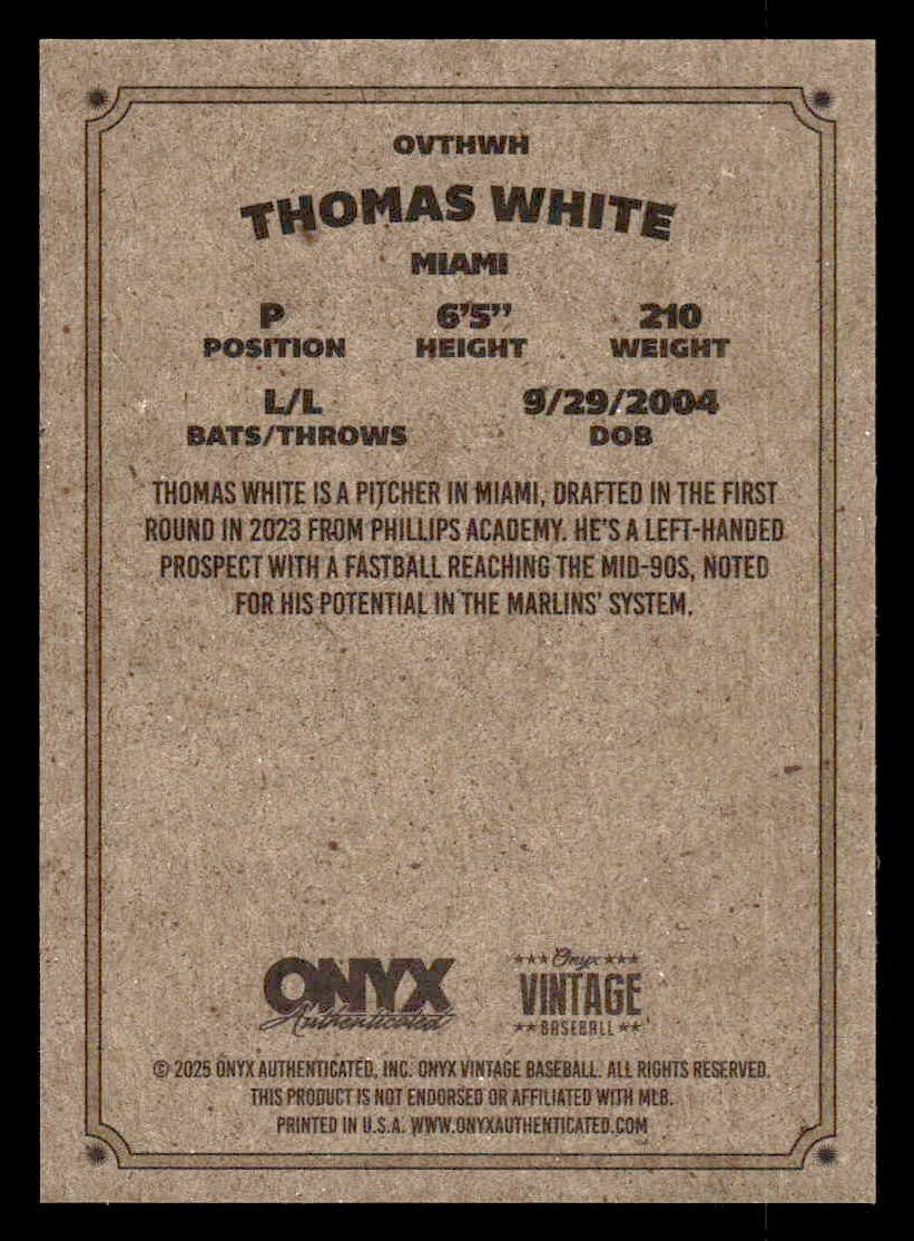 2025 Onyx Vintage #OVTHWH Thomas White