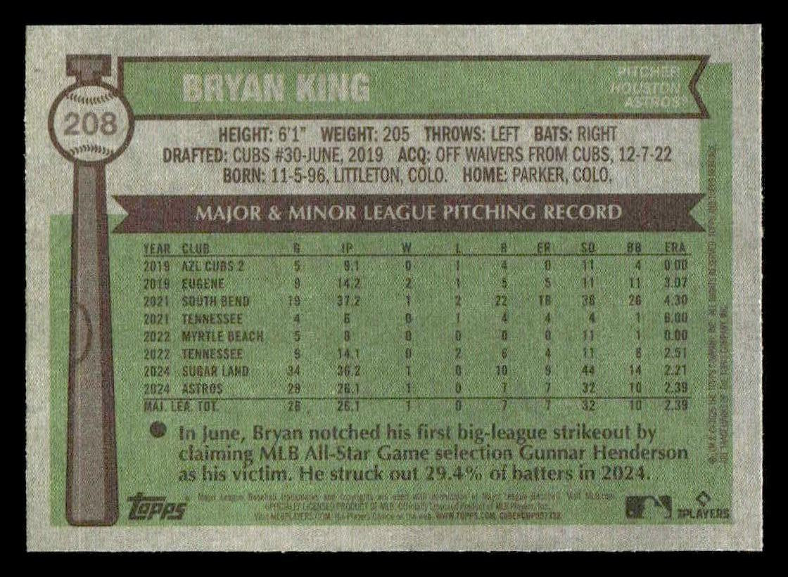 2025 Topps Heritage #208 Bryan King