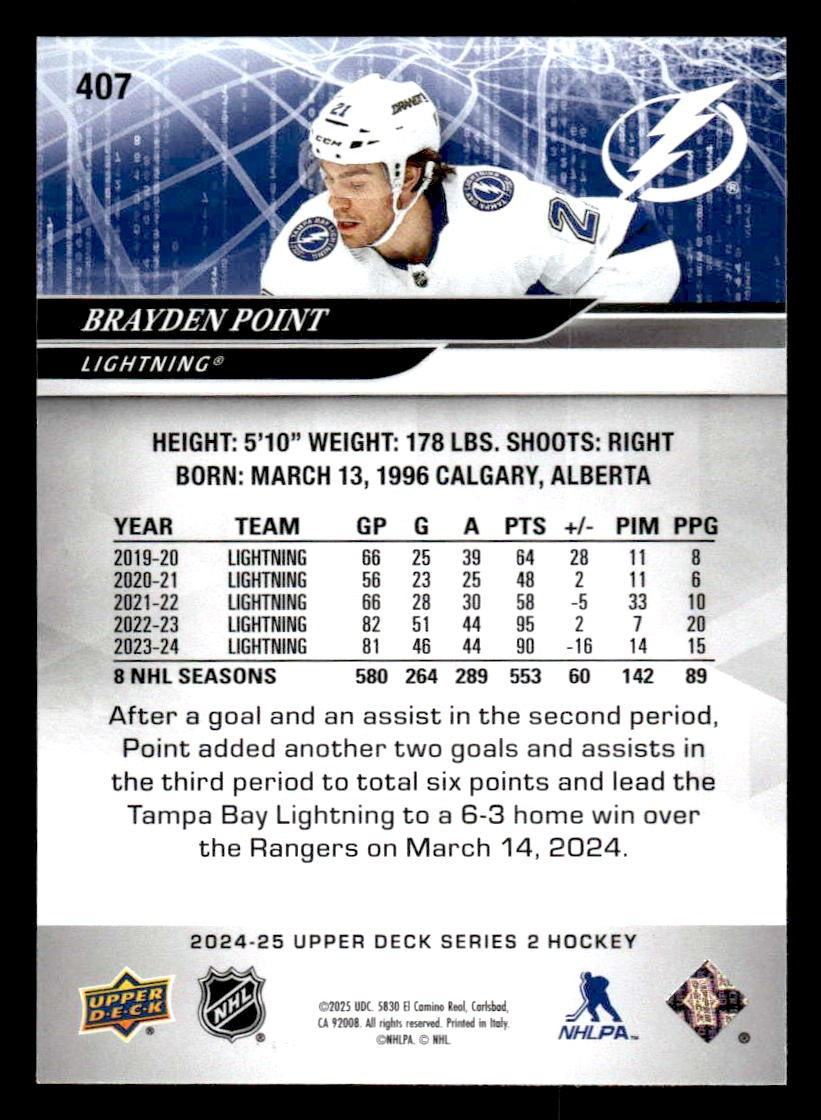 2024-25 Upper Deck #407 Brayden Point
