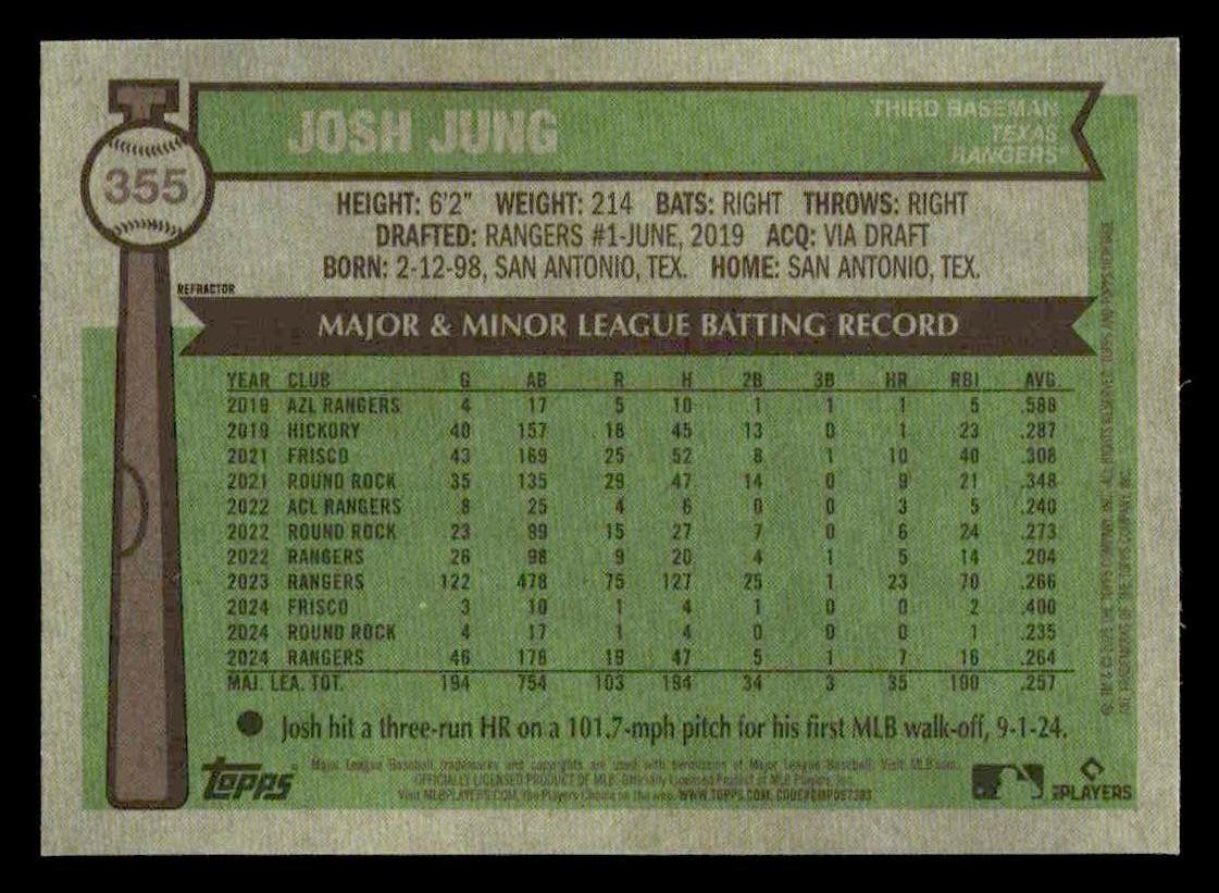 2025 Topps Heritage #355 Josh Jung Chrome Refractor
