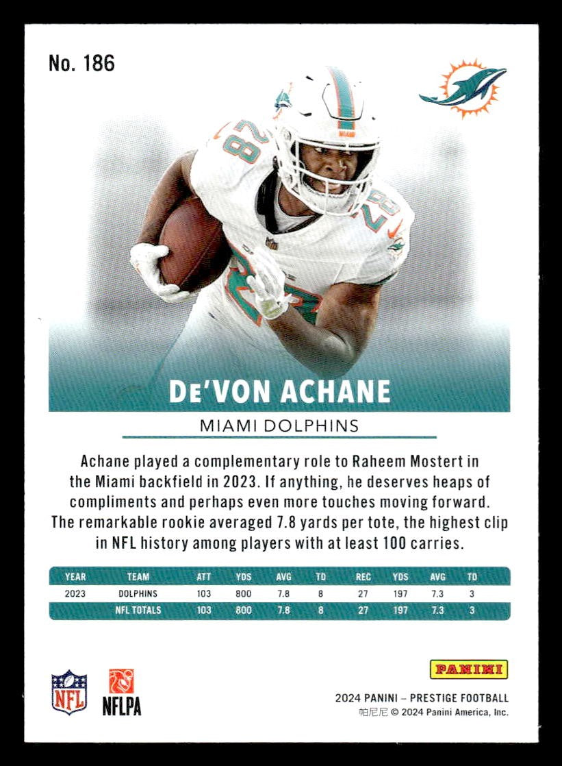 2024 Panini Prestige #186 De'Von Achane