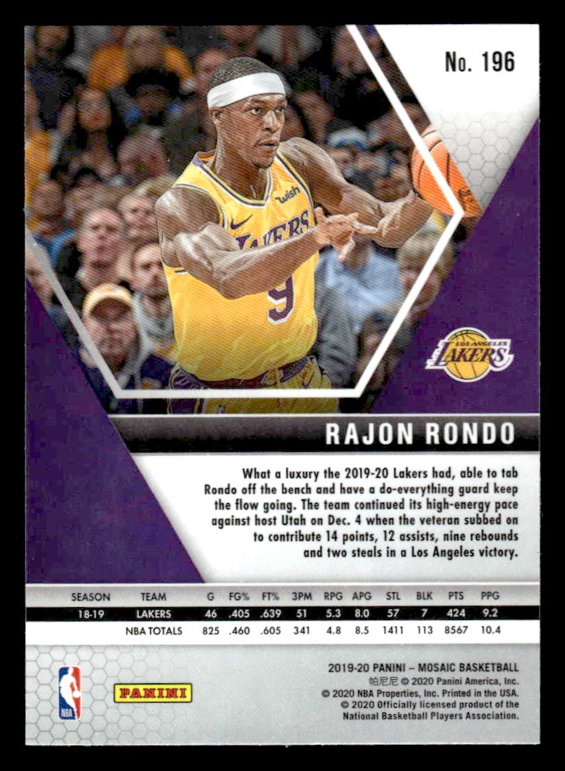 2019-20 Panini Mosaic #196 Rajon Rondo