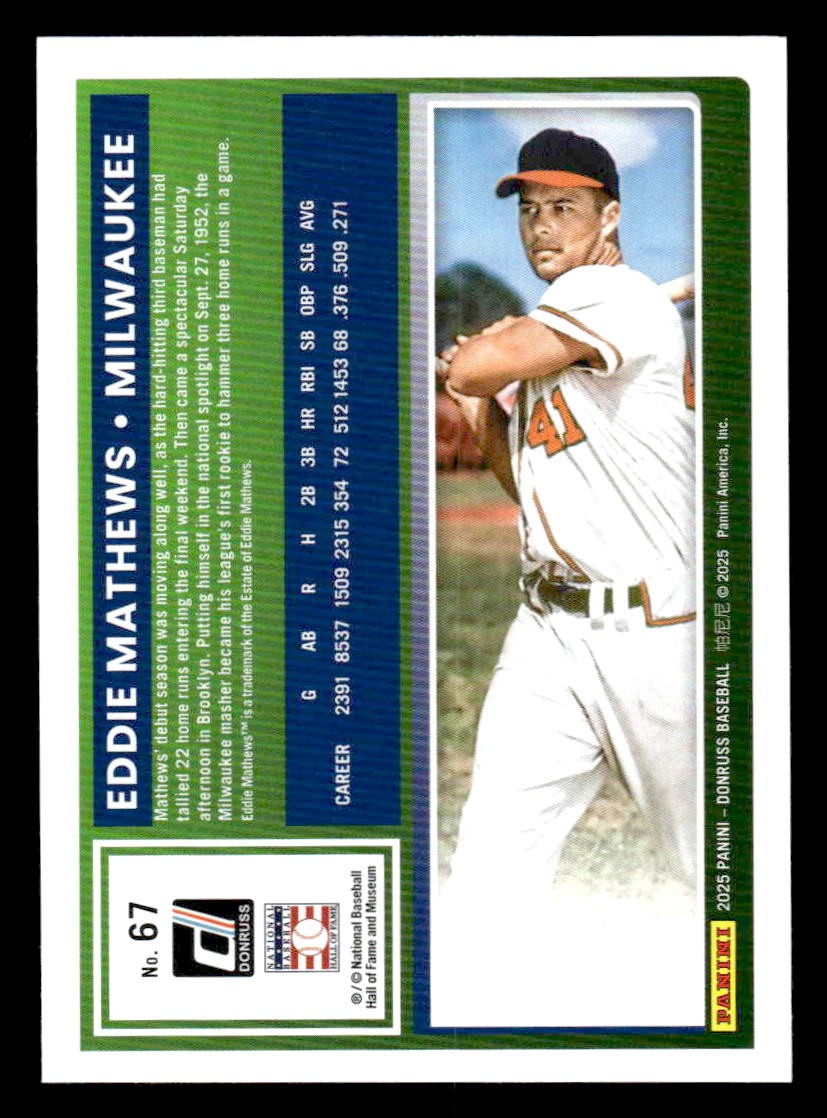 2025 Donruss #67 Eddie Mathews