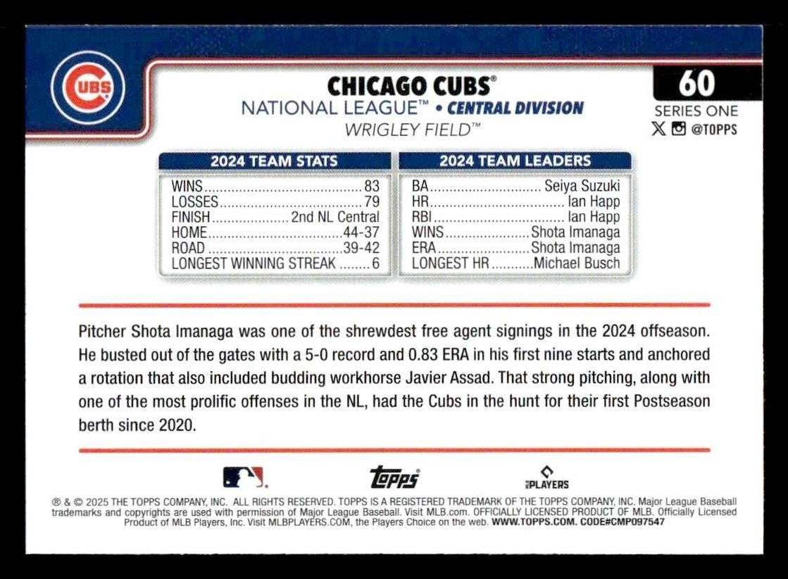 2025 Topps #60 Chicago Cubs