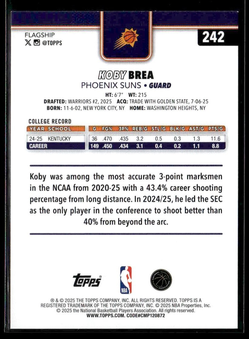 2025-26 Topps #242 Koby Brea