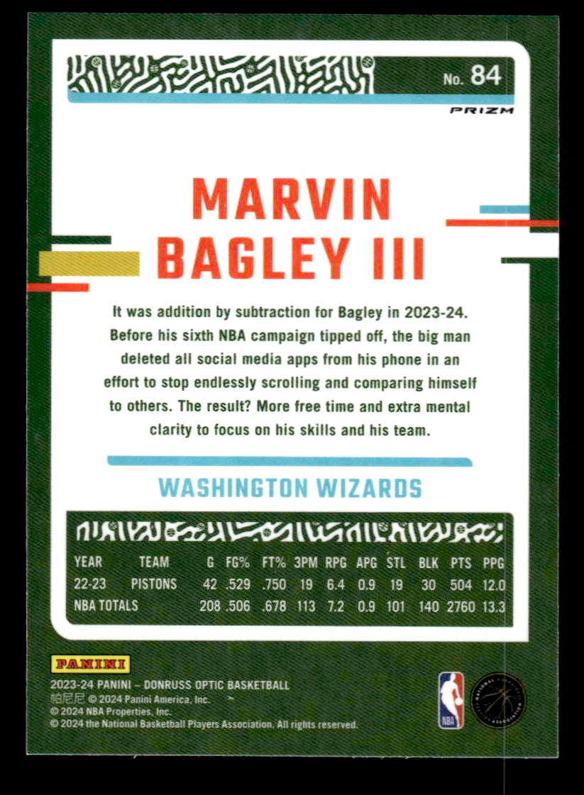 2023-24 Donruss Optic #84 Marvin Bagley III Holo