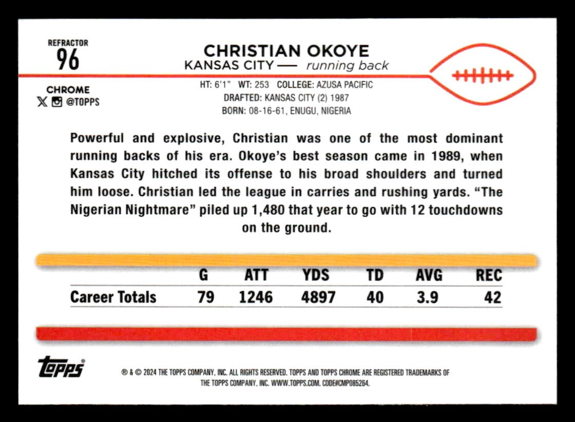2024 Topps Chrome #96 Christian Okoye