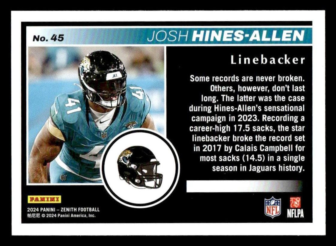 2024 Panini Zenith #45 Josh Hines-Allen Retail