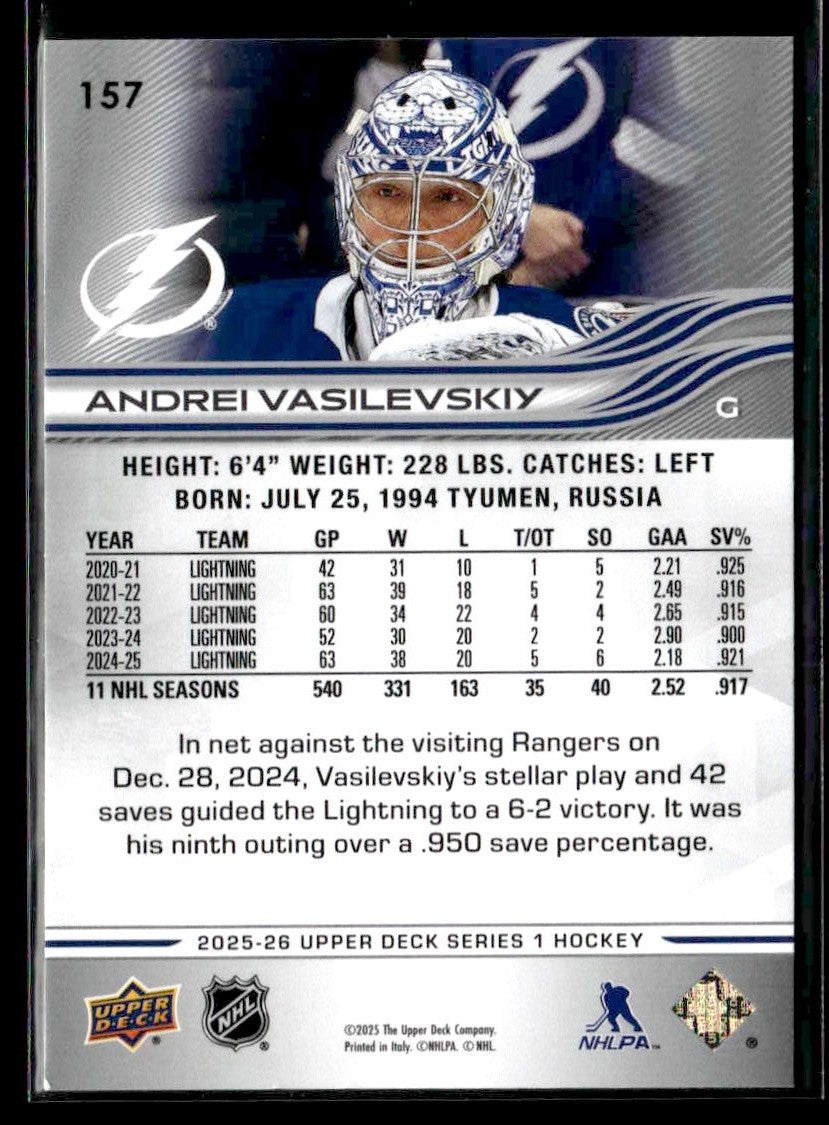 2025-26 Upper Deck #157 Andrei Vasilevskiy