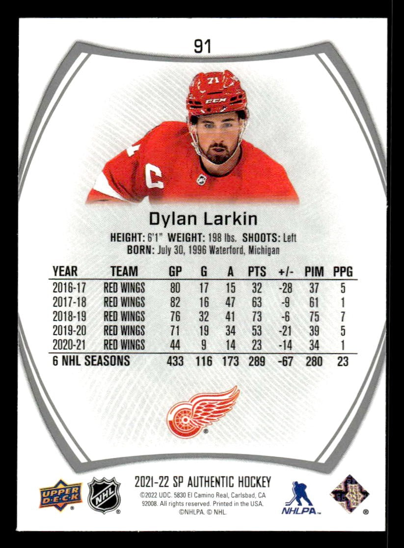 2021-22 SP Authentic #91 Dylan Larkin