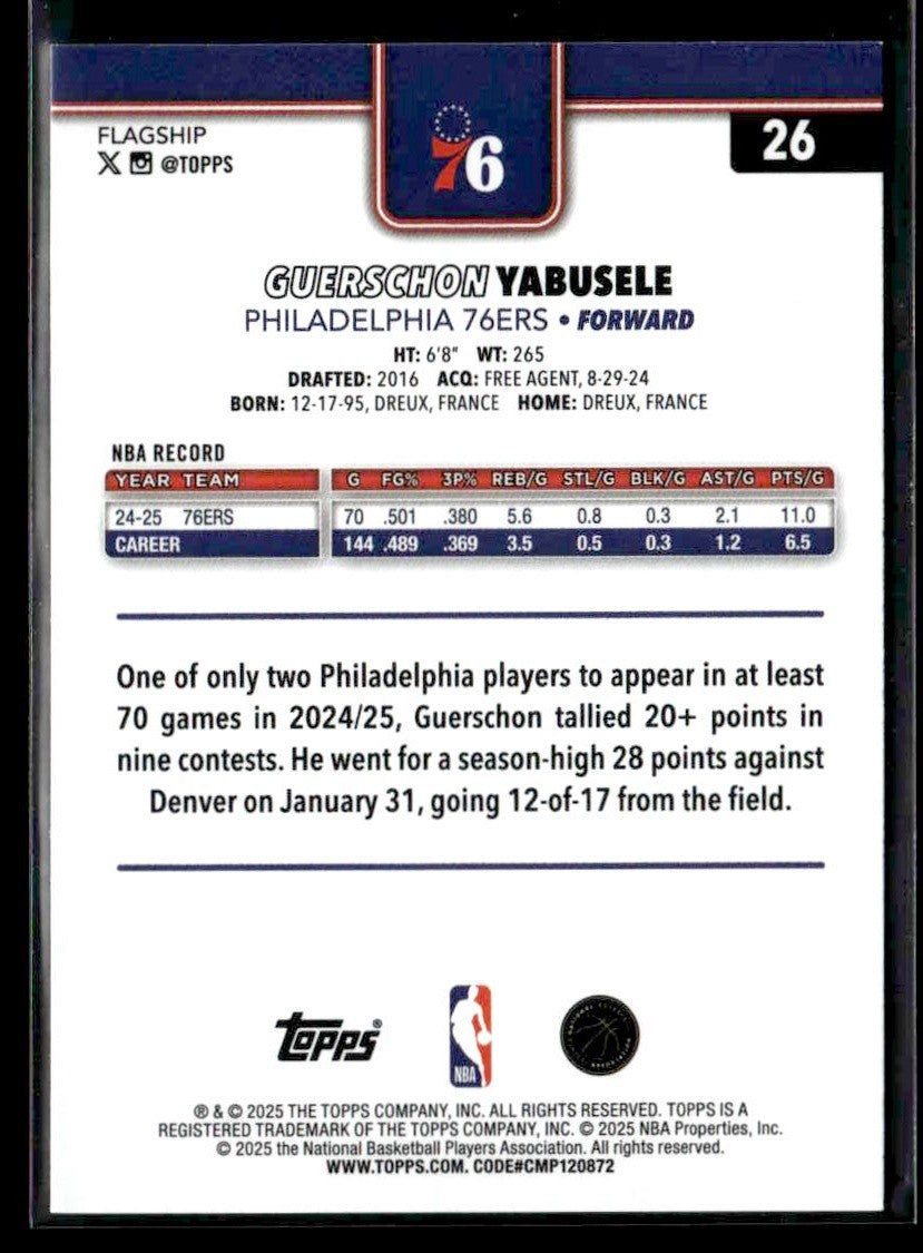 2025-26 Topps #26 Guerschon Yabusele