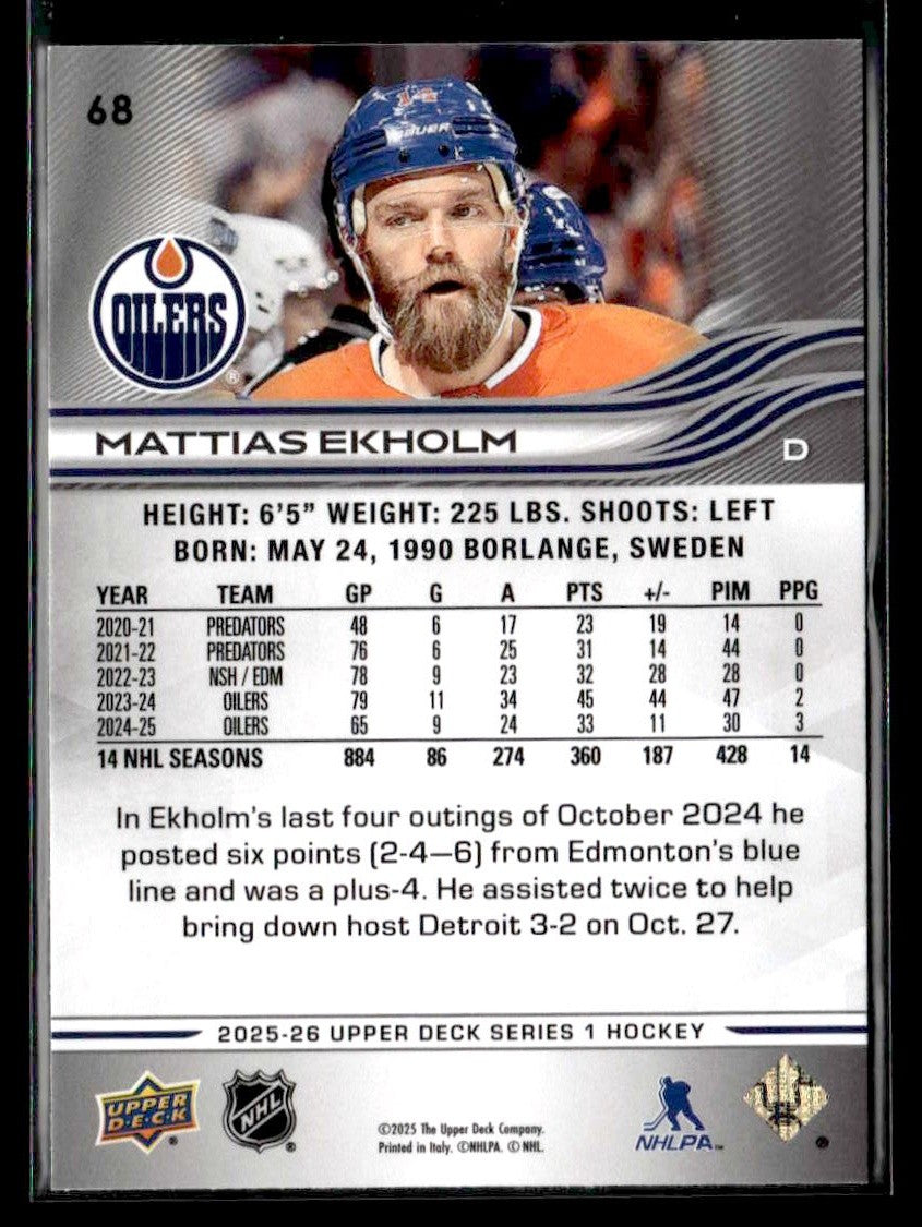 2025-26 Upper Deck #68 Mattias Ekholm