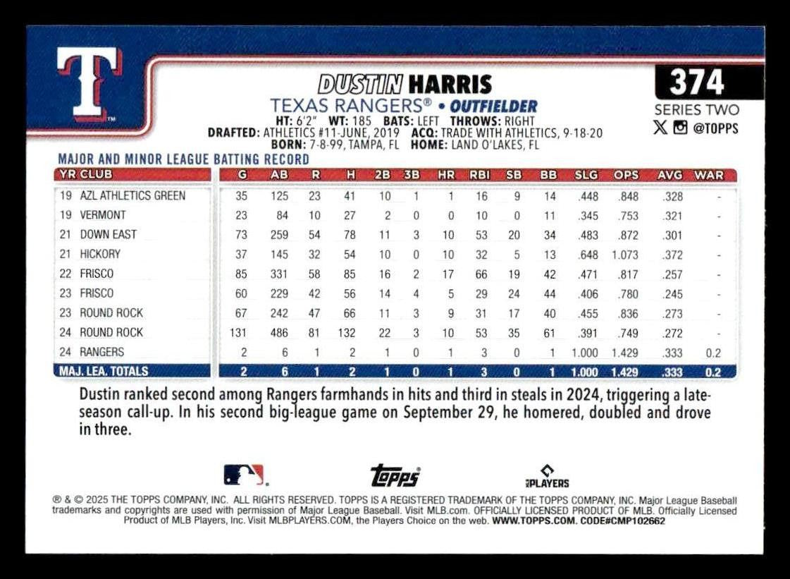 2025 Topps #374 Dustin Harris