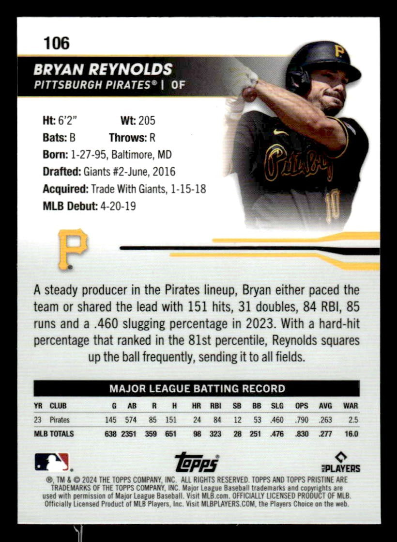 2024 Topps Pristine #106 Bryan Reynolds