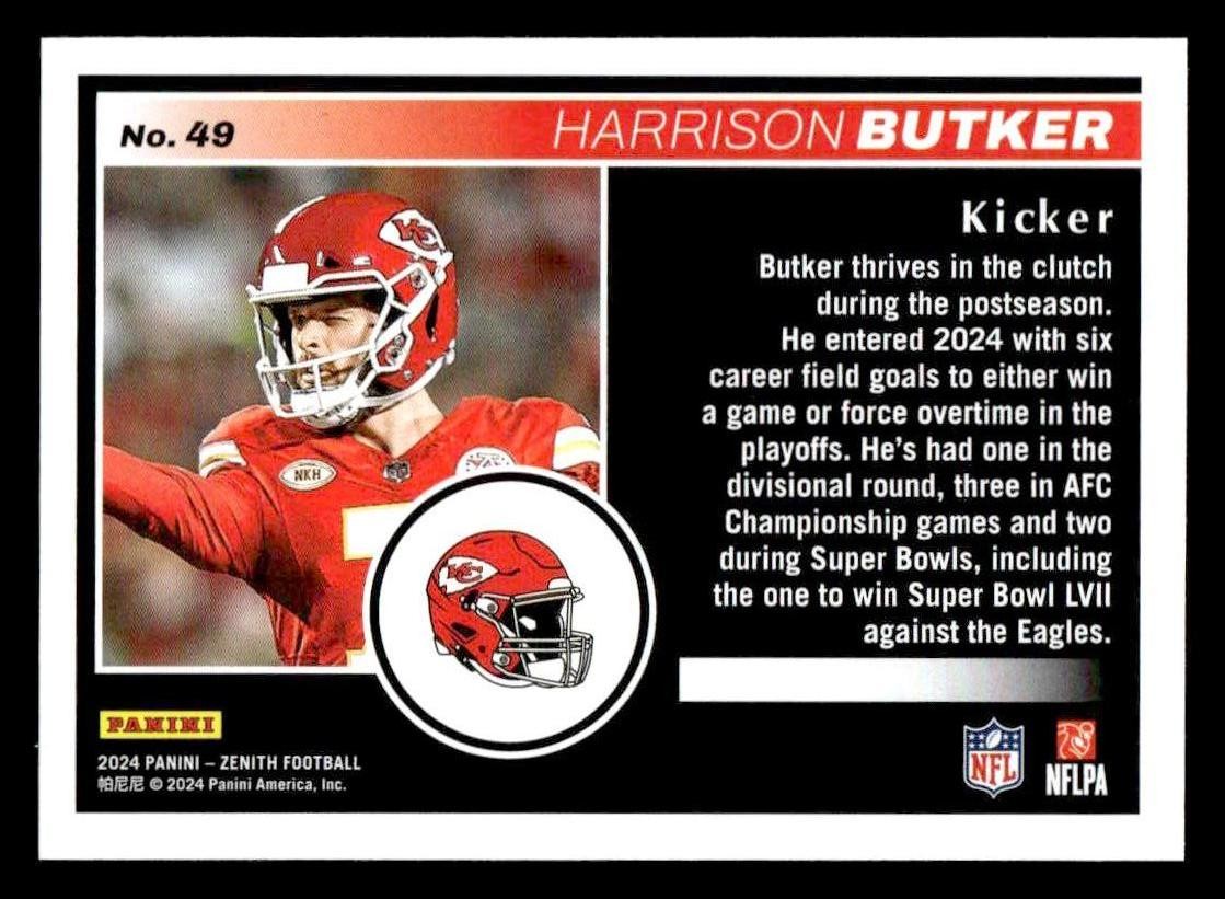 2024 Panini Zenith #49 Harrison Butker Two Minute Drill