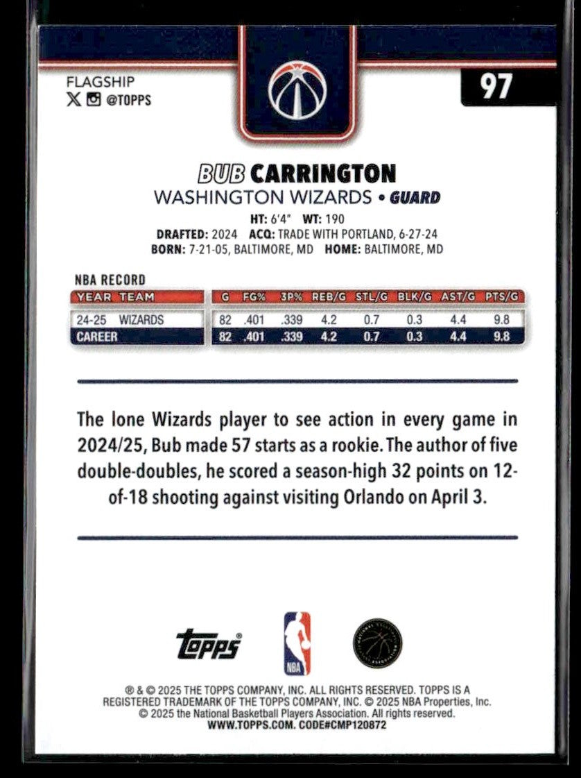 2025-26 Topps #97 Bub Carrington