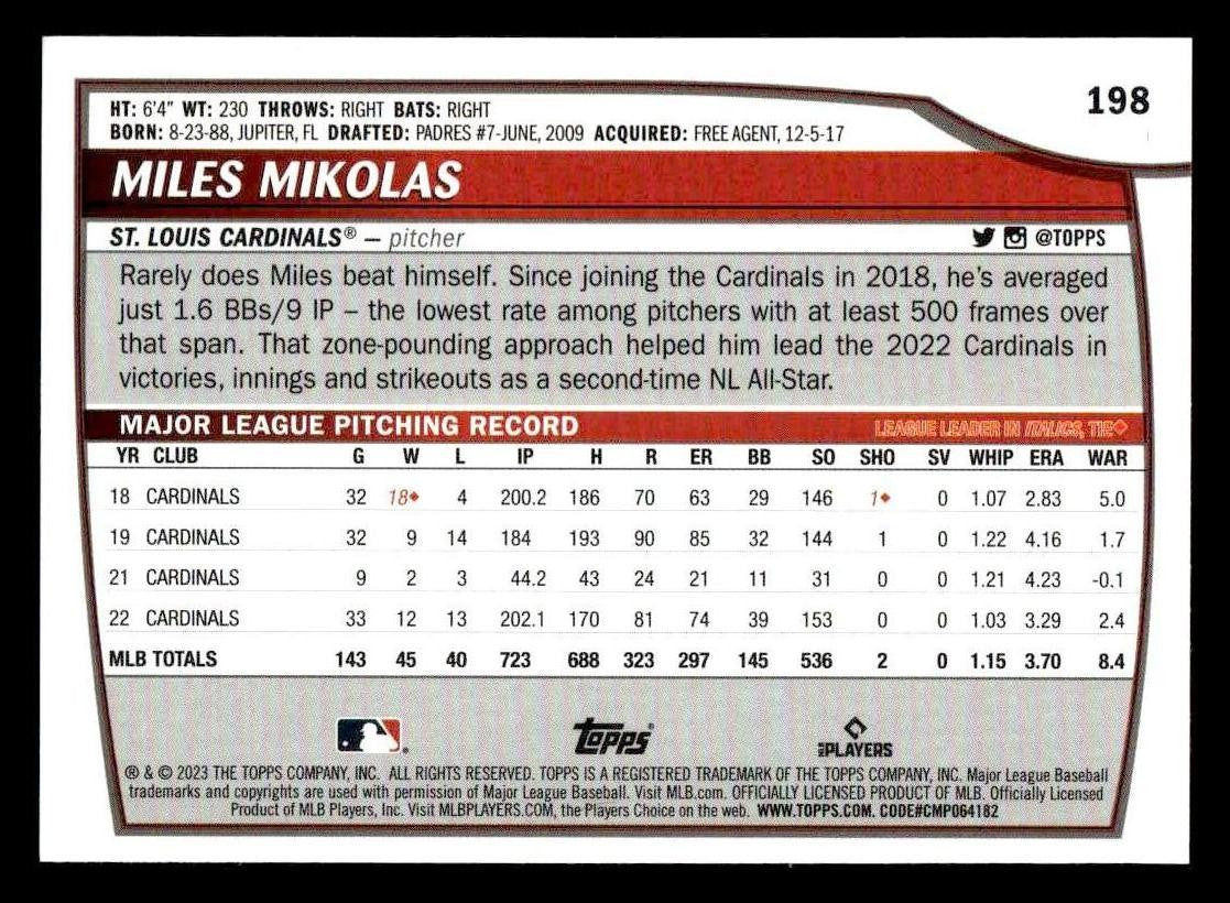 2023 Topps Big League #198 Miles Mikolas