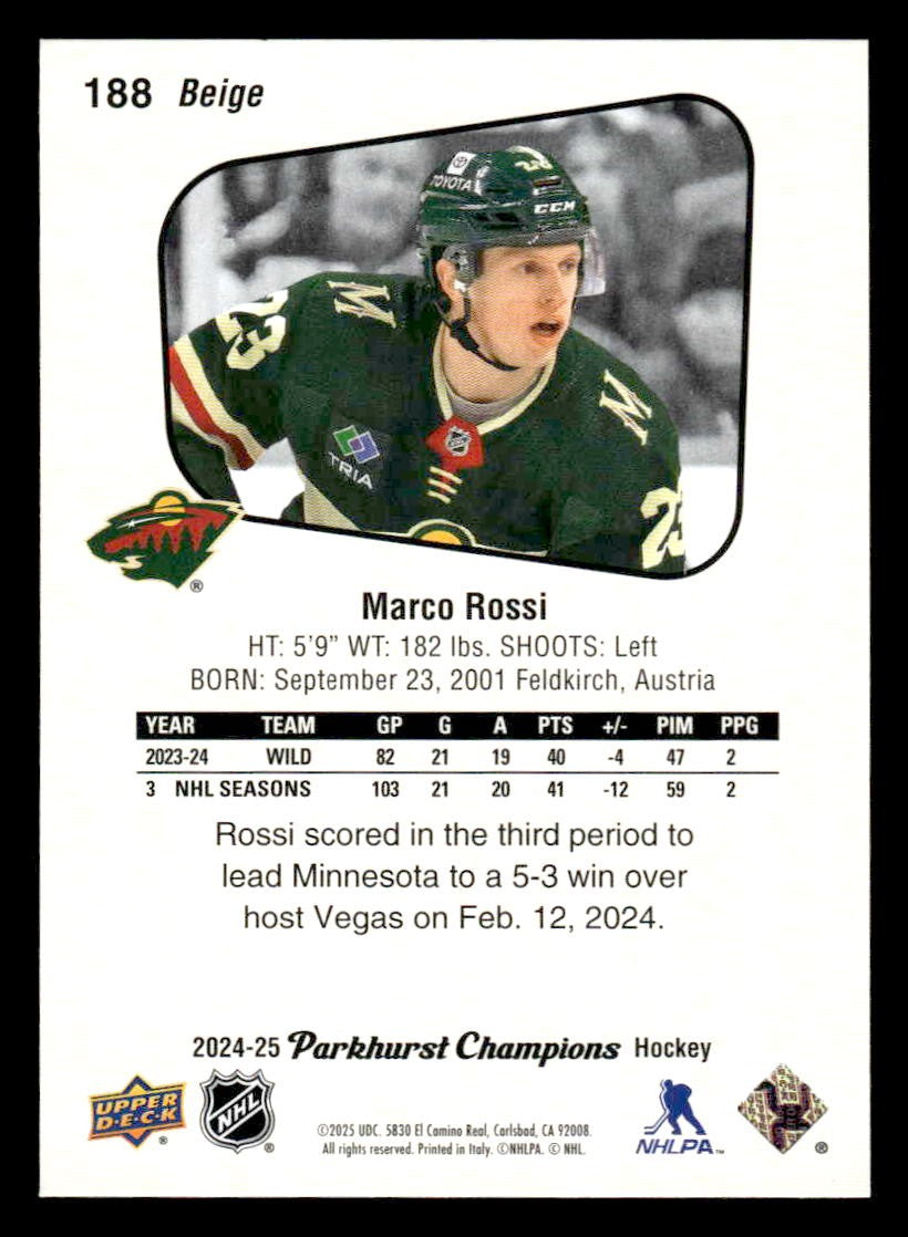 2024-25 Parkhurst Champions #188 Marco Rossi
