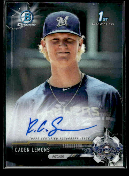 2017 Bowman Draft #CDA-CL Caden Lemons Chrome Draft Pick Autographs