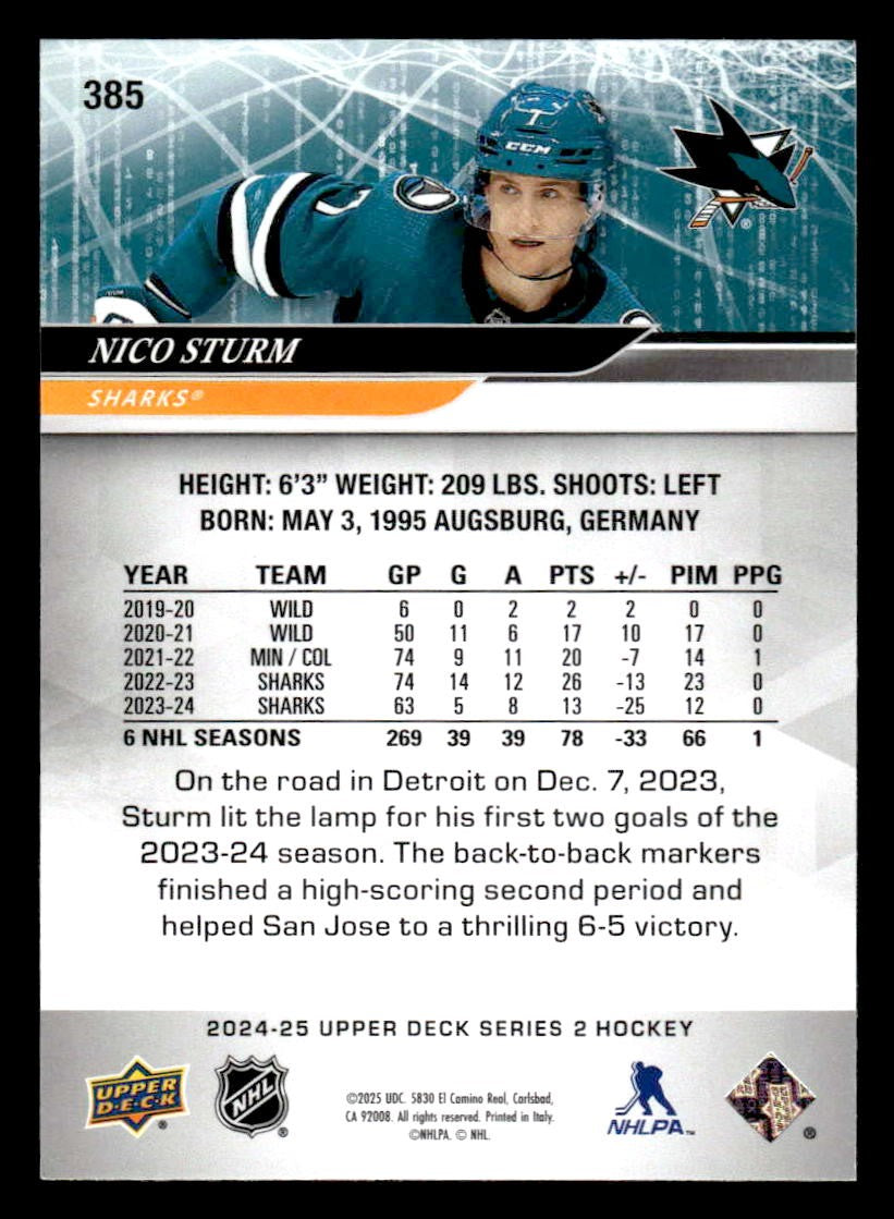 2024-25 Upper Deck #385 Nico Sturm