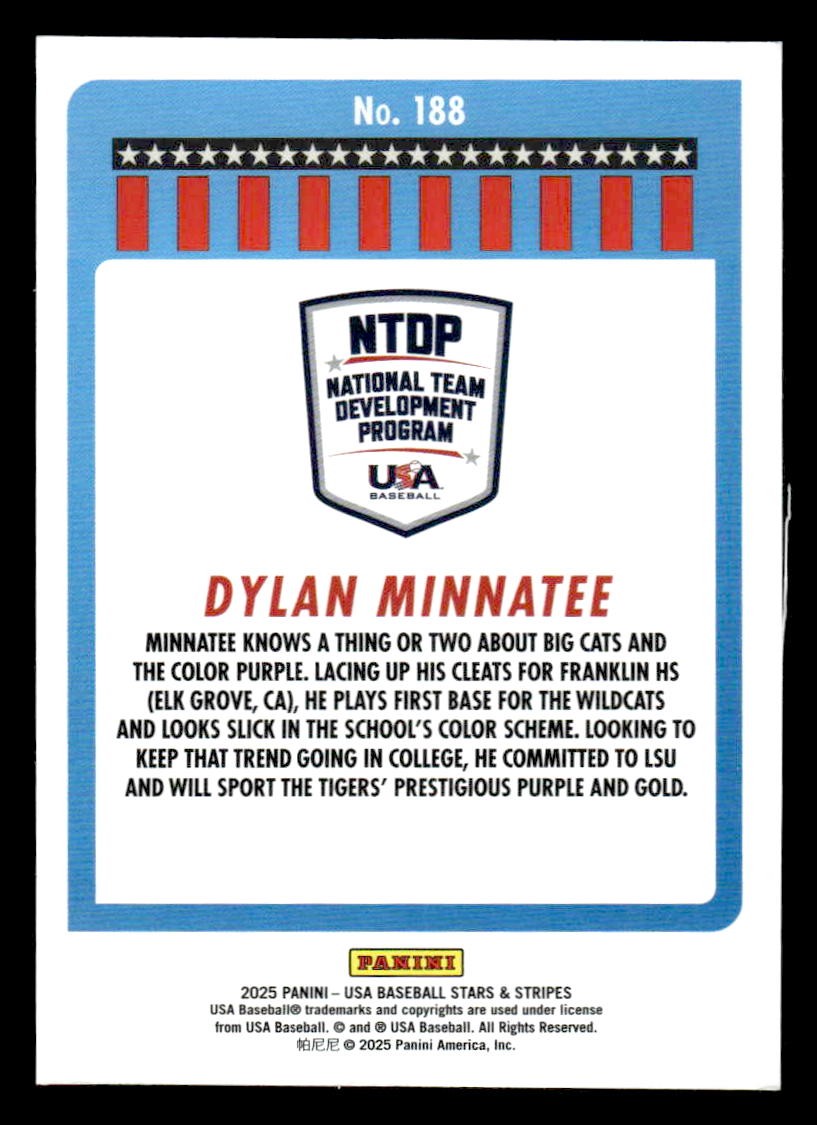 2025 Panini Stars and Stripes USA Baseball #188 Dylan Minnatee