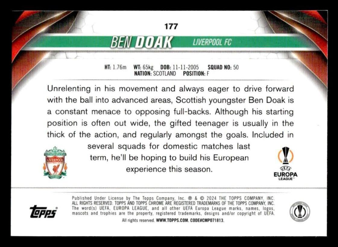2023-24 Topps Chrome UEFA Club Competitions #177 Ben Doak