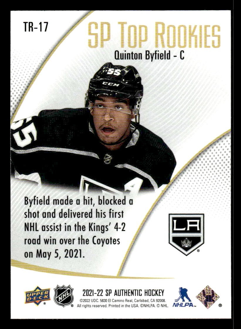2021-22 SP Authentic #TR-17 Quinton Byfield SP Top Rookies