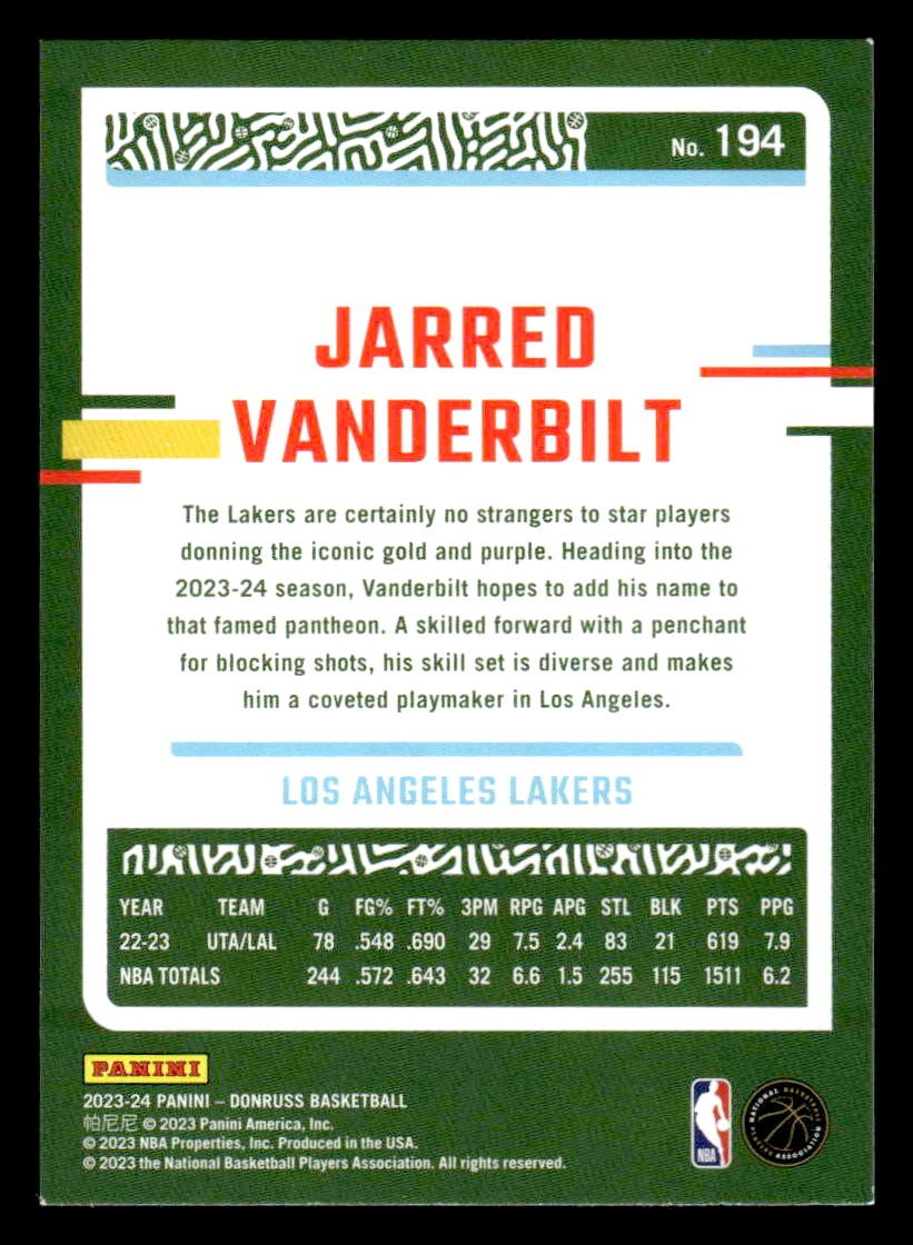 2023-24 Donruss #194 Jarred Vanderbilt