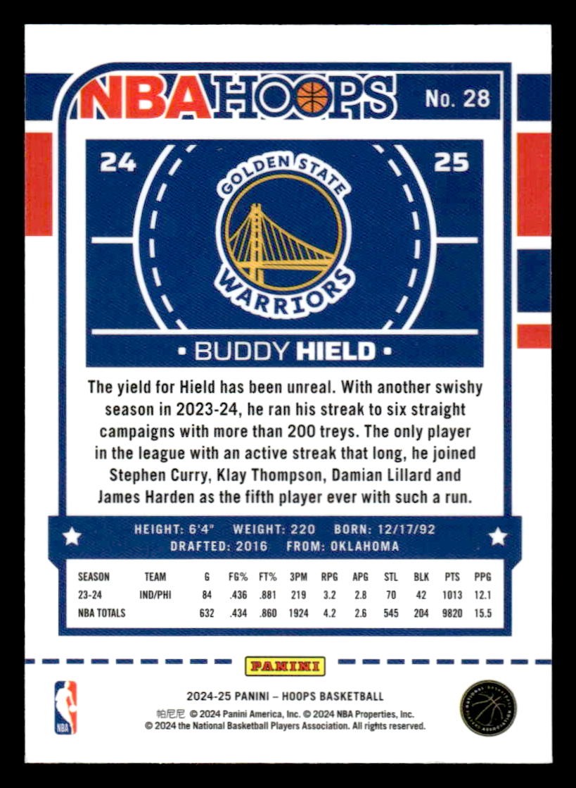2024-25 Hoops #28 Buddy Hield Premium