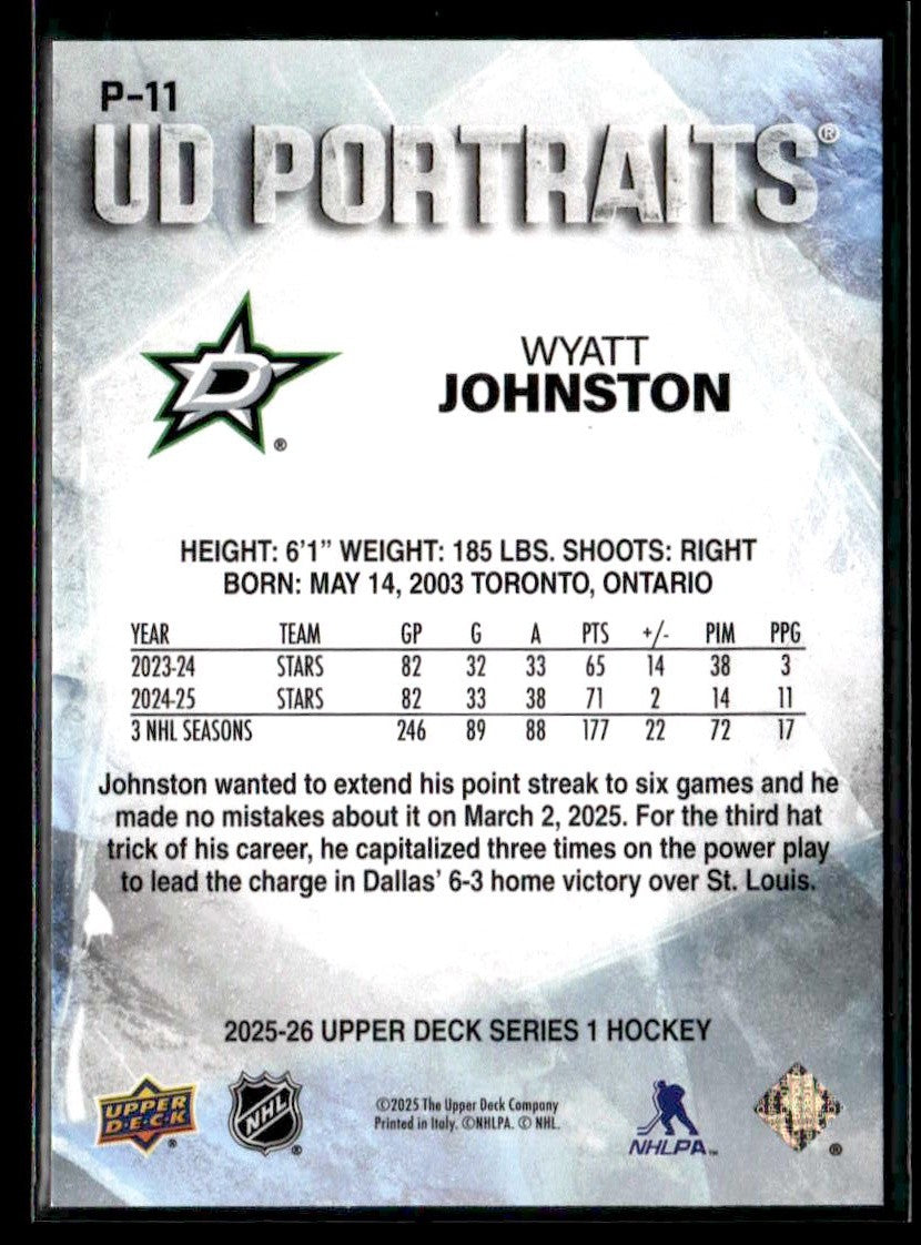 2025-26 Upper Deck #P-11 Wyatt Johnston UD Portraits
