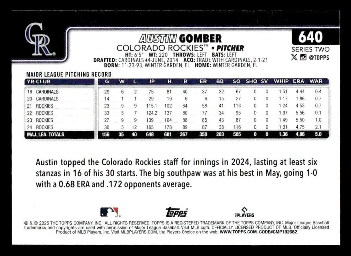 2025 Topps #640 Austin Gomber