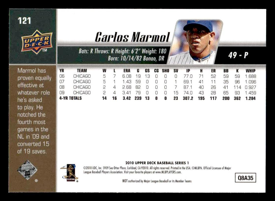 2010 Upper Deck #121 Carlos Marmol