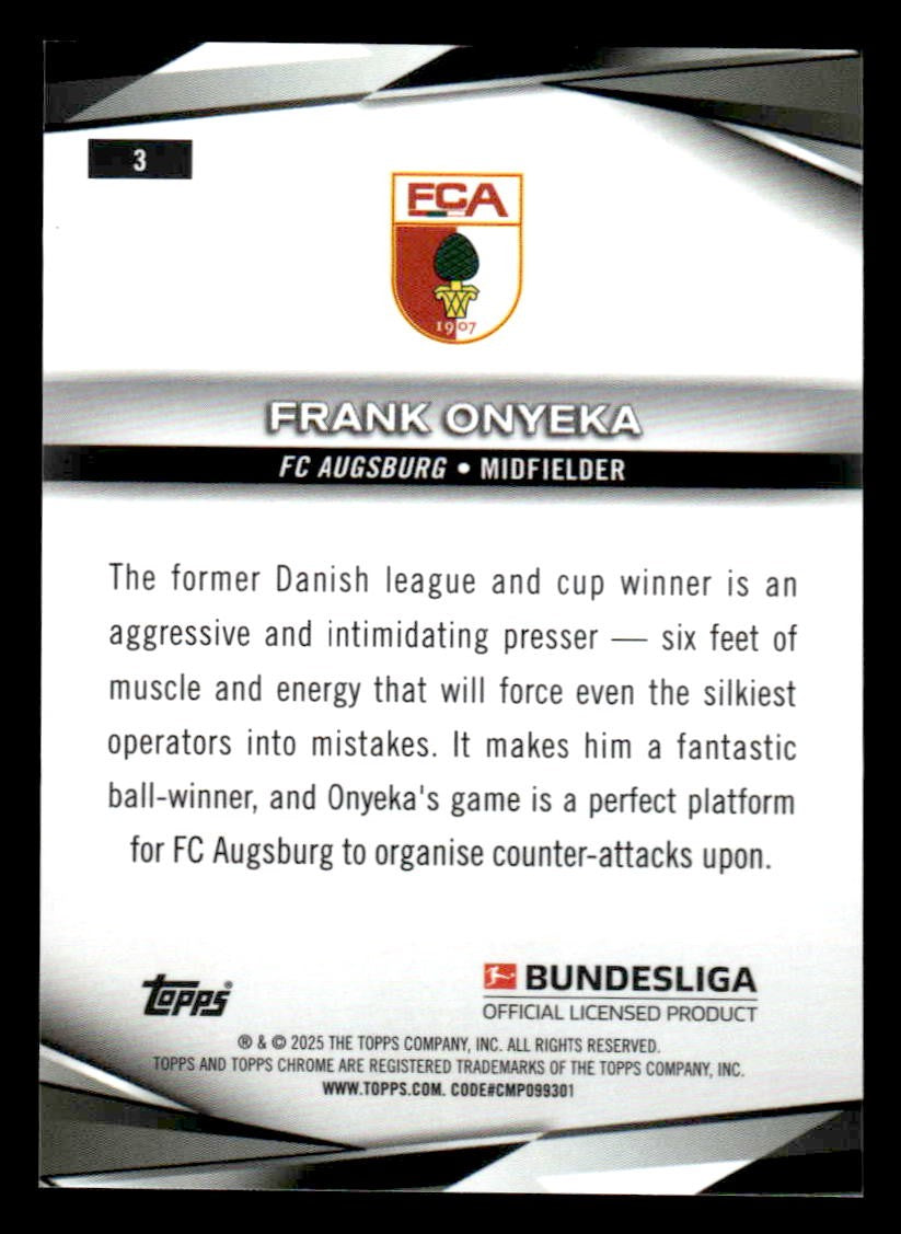 2025 Topps Chrome Bundesliga #3 Frank Onyeka Pulsar Refractor