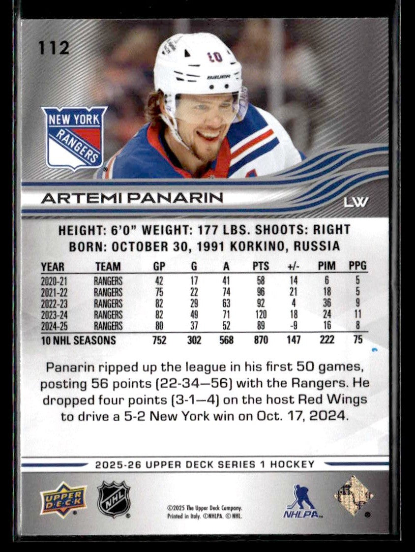 2025-26 Upper Deck #112 Artemi Panarin