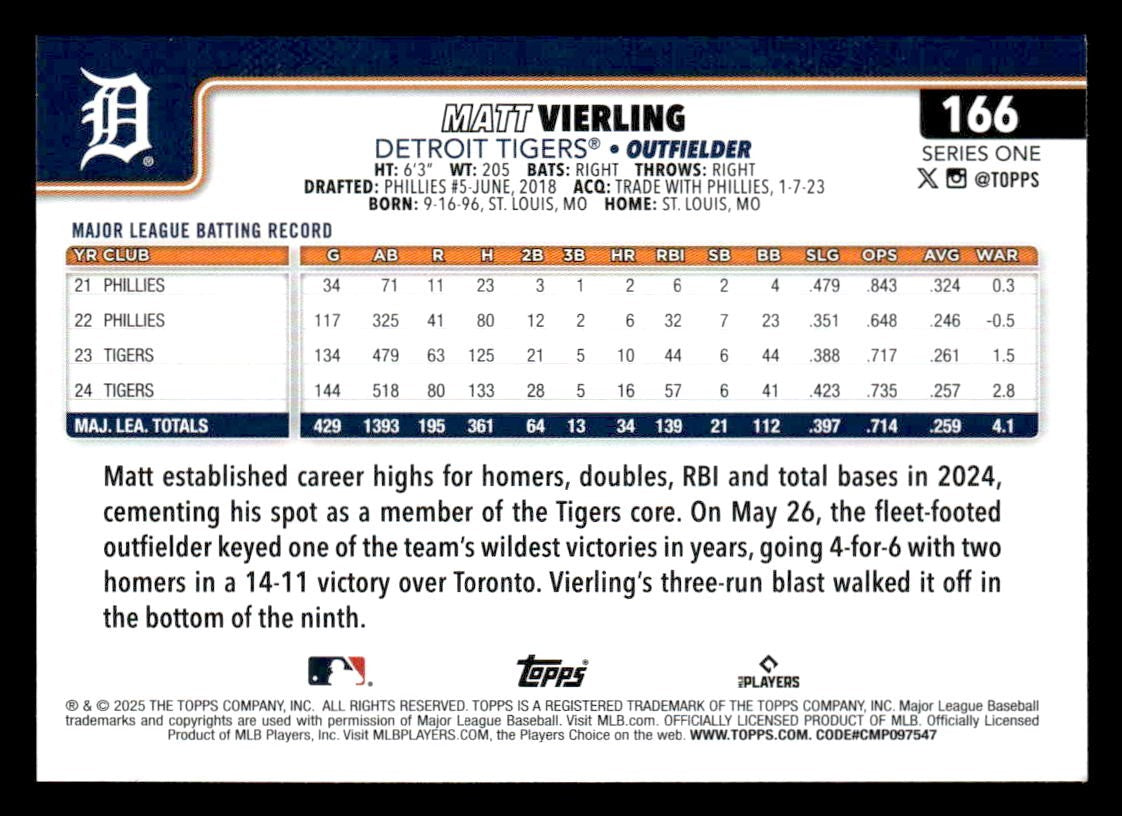 2025 Topps #166 Matt Vierling