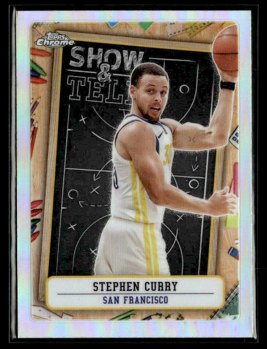 2024-25 Topps Chrome #ST-7 Stephen Curry Show and Tell Refractor
