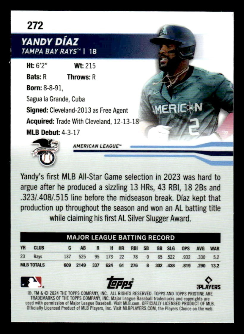 2024 Topps Pristine #272 Yandy Díaz All-Star Game