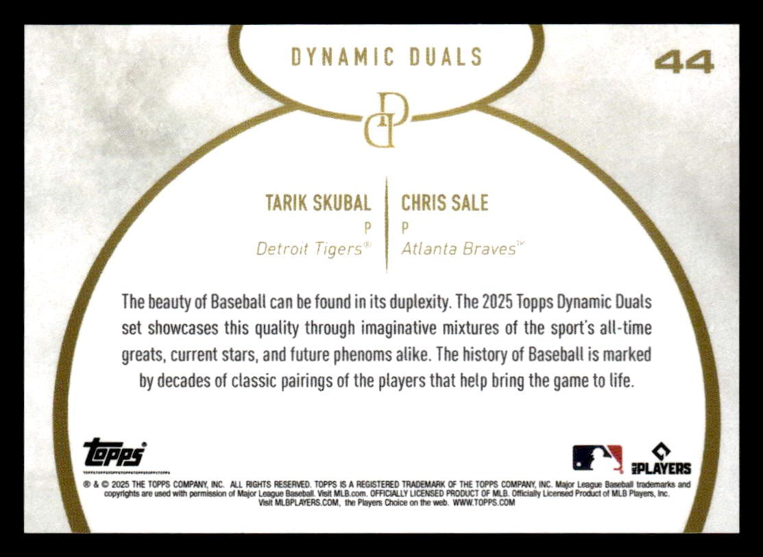 2025 Topps Dynamic Duals #44 Tarik Skubal / Chris Sale