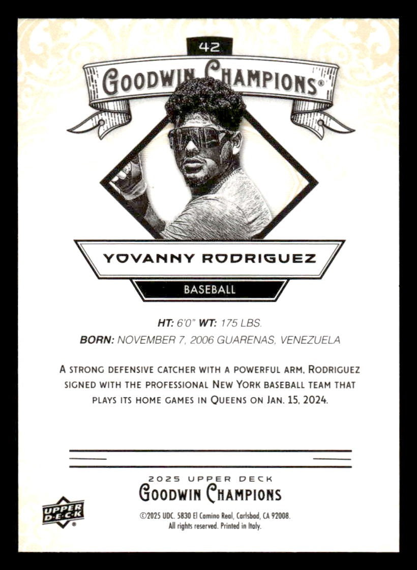 2025 Upper Deck Goodwin Champions #42 Yovanny Rodriguez
